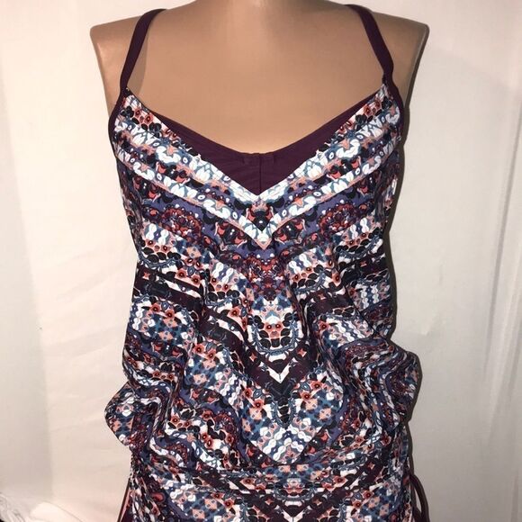 Athleta Women's Multicolor Marrakech Side Scrunch Tankini Swim Top Size 34B/C - Picture 1 of 8